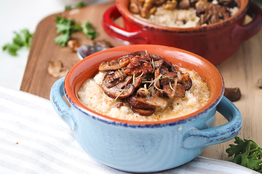 CAULIFLOWER RISOTTO WITH MUSHROOMS AND WALNUTS