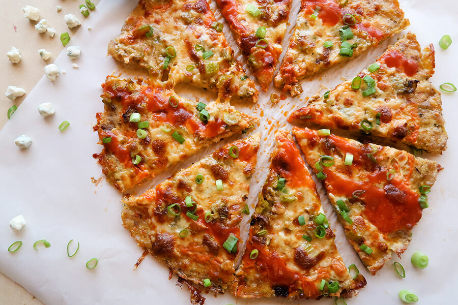 KETO PIZZA WITH BUFFALO CHICKEN