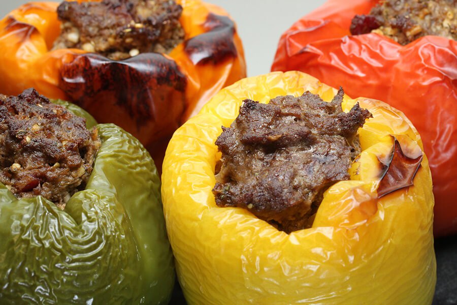 PEPPERS STUFFED WITH BACON AND BEEF