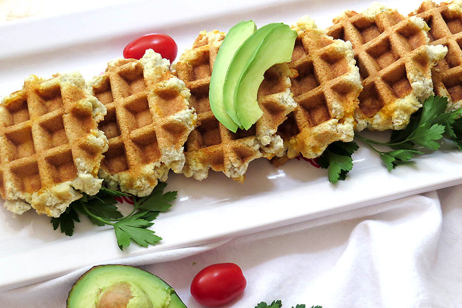 SPICY WAFFLES WITH SAGE AND CHEDDAR CHEESE