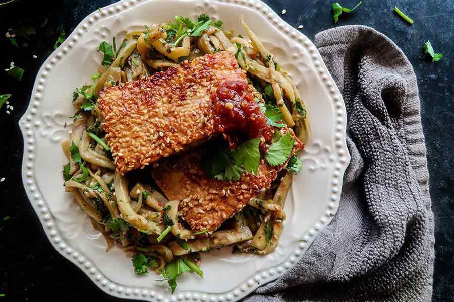 VEGAN TOFU WITH SESAME AND EGGPLANT